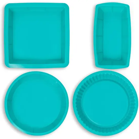 Silicone Baking Pans, Teal Cake Pan (4 Pack) Green {6}