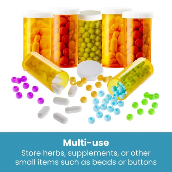 50-Pack Empty Medicine Bottles with Caps, 13 Dram Pill Bottles, Plastic Vials, Containers for Prescription Medication, Vitamins, Supplements, Orange (2.7 in) Bulk Pack {5}