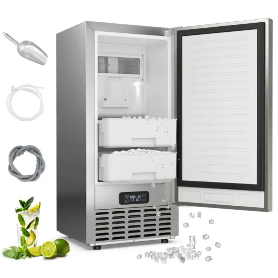 Silver Stainless Steel Nugget Ice Maker with LCD Timer & 18 lb Storage {4}