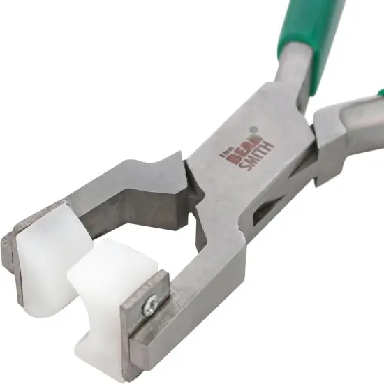 Double Nylon Jaw Ring Bending Plier, 5.5 inches (140mm), Green PVC comfort grip handle, no spring, for protecting wire when bending {4}