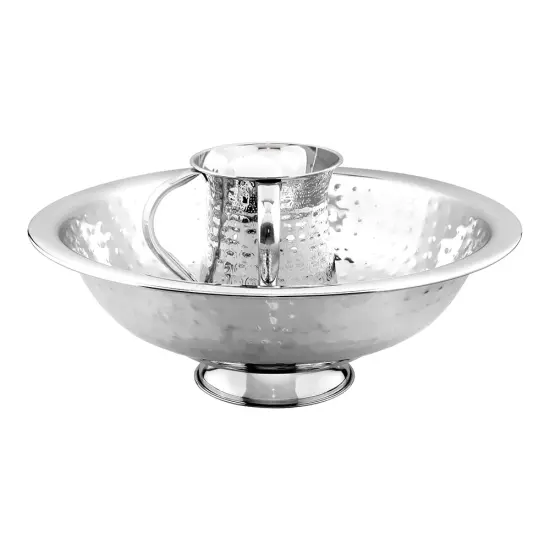 Wash Bowl & Cup Set Hammered Design {1}