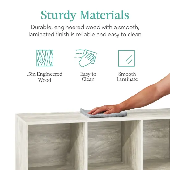 Best Choice Products 6-Cube Bookshelf, 11in Display Storage System, Organizer w/ Removable Back Panels Whitewash {6}