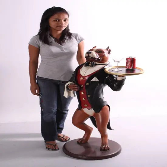 Pit Bull Butler Statue {2}