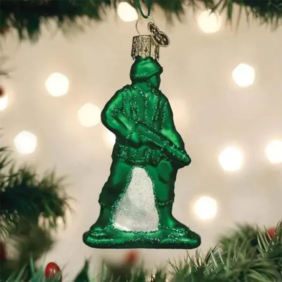 Old World Christmas 3.5 Inch Army Man Toy Christmas Tree Ornament , Christmas Decor Soldiers Play Battle Green {3}
