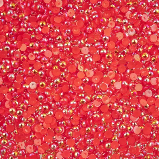 Crystal Lane DIY SS12(3mm) Plastic Pearl Flatback Rhinestones, 1850pcs Red AB {1}