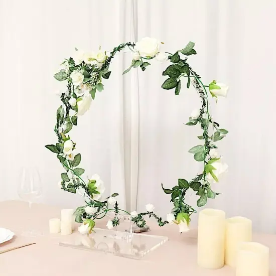26 in Clear Round Acrylic FLORAL HOOP Standing Wreath Ring Centerpiece Party {1}