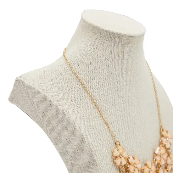 12 Inch Linen Jewelry Display Bust, Necklace Mannequin Holder Stand for Retail Stores and Trade Shows (Beige) Brown {4}