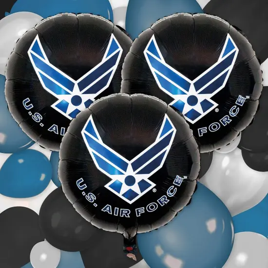 U.S. Air Force logo, 3-18&rdquo; Round Mylar Balloons. Officially Licensed with the U.S. Air Force! {2}