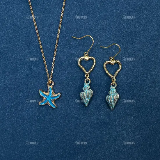 60 Pack Ocean Starfish Conch Seashell Enamel Charms Pendants for DIY Jewelry Making (Ocean Style 1) {6}