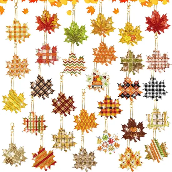 DIY Maple Leaf Fall Diamond Painting Keychain Ornaments Kits for Adults {1}