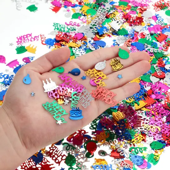 3000 Pieces Happy Birthday Confetti Birthday Cake Confetti Metallic Foil Balloon Table Scatter Decorations for Party, Baby Shower, DIY Arts and Crafting {3}