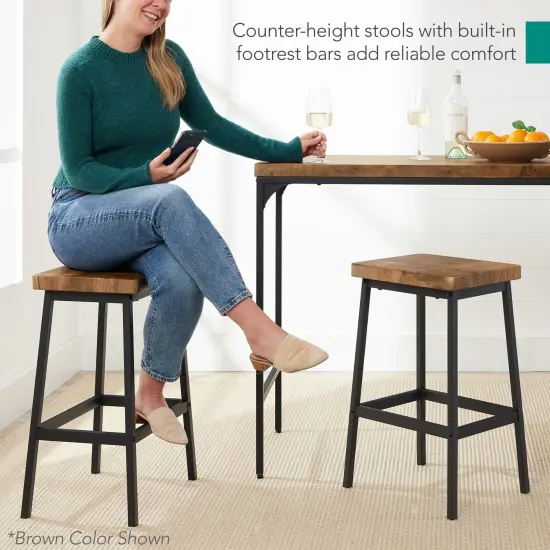 Best Choice Products 3-Piece Bar Height Dining Set w/ Bottle Rack, Glass Storage, 5 Shelves Gray {5}