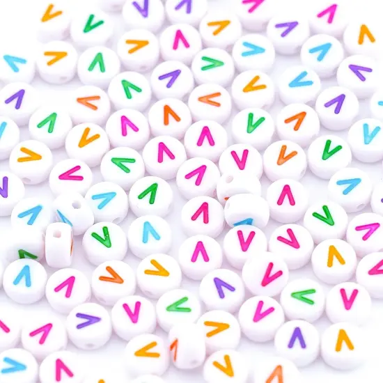 300Pcs Round Letter Beads V 4X7mm Individual Alphabet Beads for Friendship Bracelets Making {4}