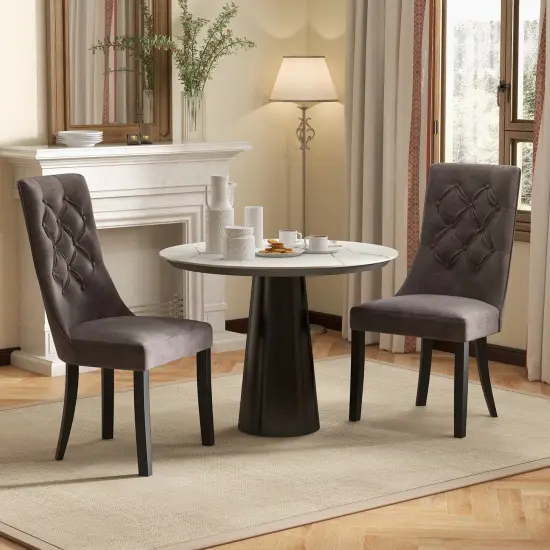 Tufted Dining Chairs Set of 2 with High Backrest and Padded Seat {3}