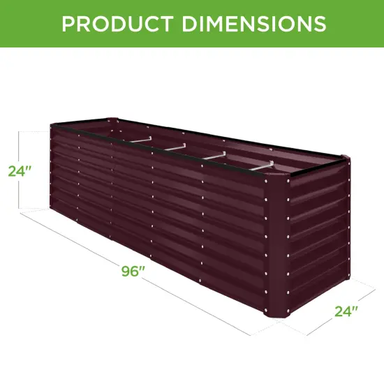 Best Choice Products 8x2x2ft Raised Metal Outdoor Garden Bed, Planter Box for Flowers, Vegetables, Herbs Burgundy {2}