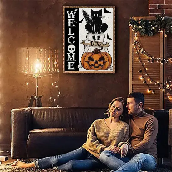 Click to see full view Halloween Stamped Cross Stitch Kits for Adults Beginner, Cross Stitch Kits Printed Stitching Patterns {3}