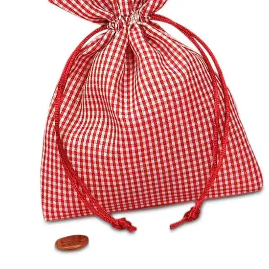 Gingham Red Pouches 4'' x 5'' Perfect for Gifts {4}