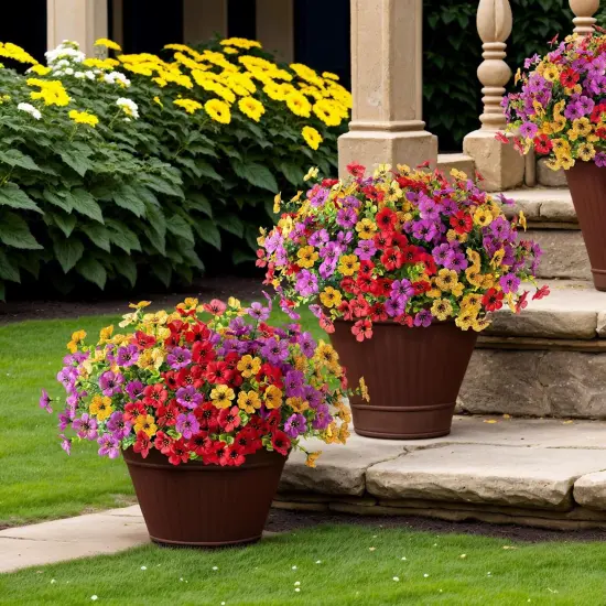 Artificial Fake Summer Bouquets Plants Flowers for Outdoor Spring Summer Decor {5}