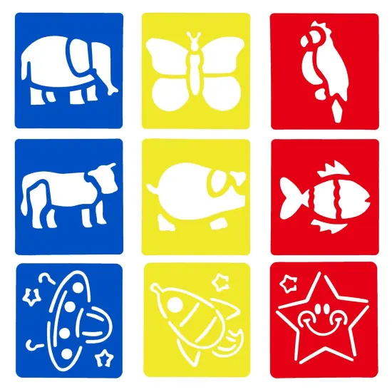 Juvale 54 Pack Drawing Stencils for Kids Ages 3-14 - Multicolor Plastic Shapes, Hollow Animal & Vehicle Templates for Fabric Painting & Tee Shirt Designs - Kids Craft Stencil Set (5.6 x 6 In) {6}