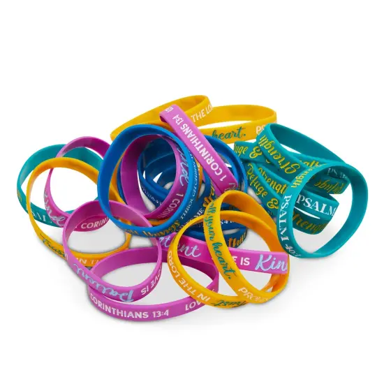 24 Pcs Christian Religious Motivational Wristbands Wrist Bands Silicone Rubber Bracelets for Party Favors Multicolor {6}