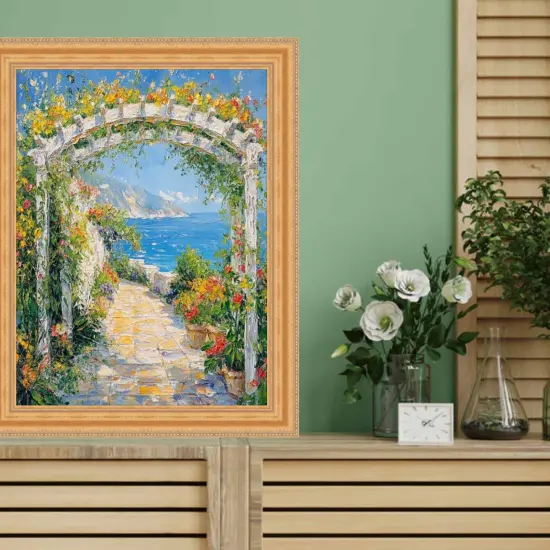 Vintage Gold Lead Beaded Picture Frame 16x24 frame {3}