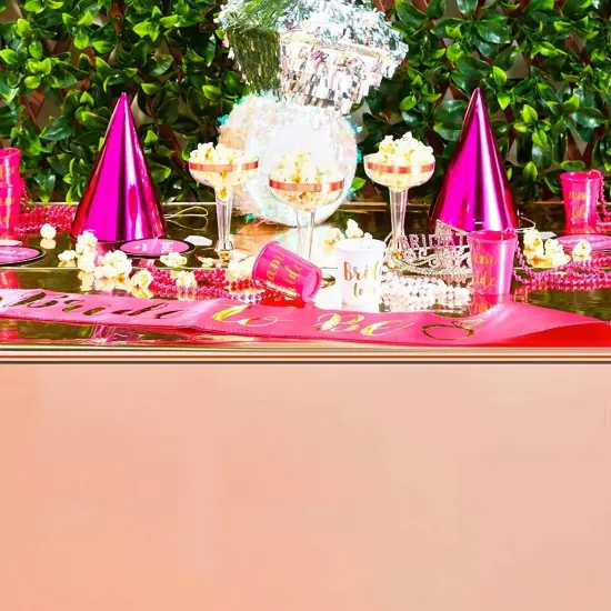 3 Pack Rose Gold Plastic Tablecloth, Metallic Table Cover Disposable for Pink Birthday Parties, Gender Reveal, Bridal Shower Decorations (54 x 108 In) {4}