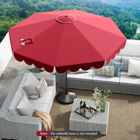 Costway 10 FT Patio Umbrella with Crank Tilt Adjustment Ruffles Vented Top 8 Ribs Beige/Brown/Gray/Blue/Red {2}