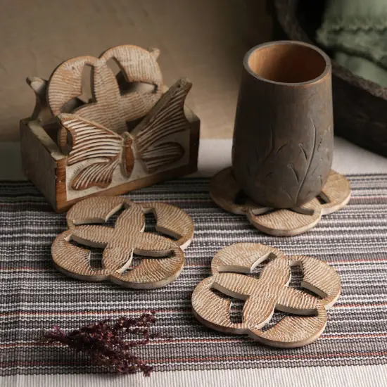 Wooden Coasters for Home and Office Use-Set Of 4 {7}