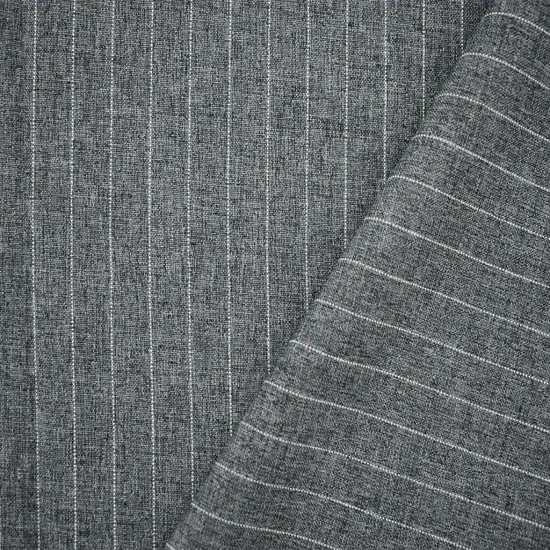 Gray-Black-White Poly Pinstripe Texture Shirting Woven Fabric By the Yard {2}