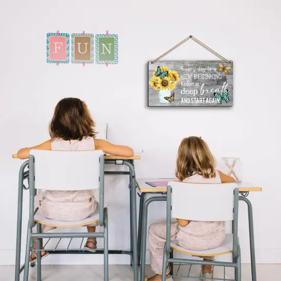 Decorations Every day is a new beginning - Dandelion Butterfly Wooden Wall Art, Motivational and Inspirational Decorations for Home,Housewarming Gift {4}