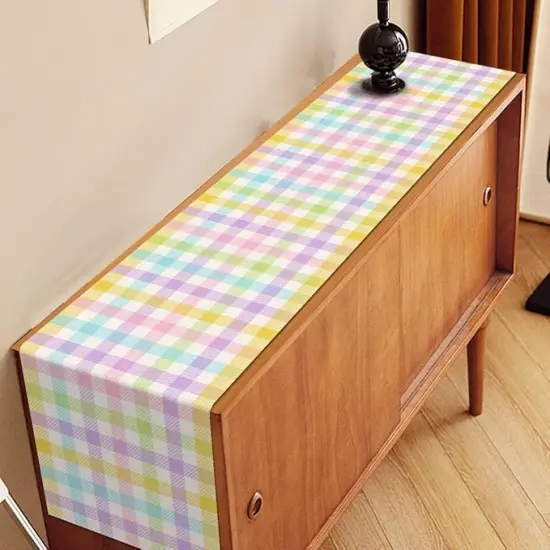 Linen Spring Easter Buffalo Check Plaid Table Runner Rustic Farmhouse Home Dining Room Kitchen Table Decor (13" x 72") {4}