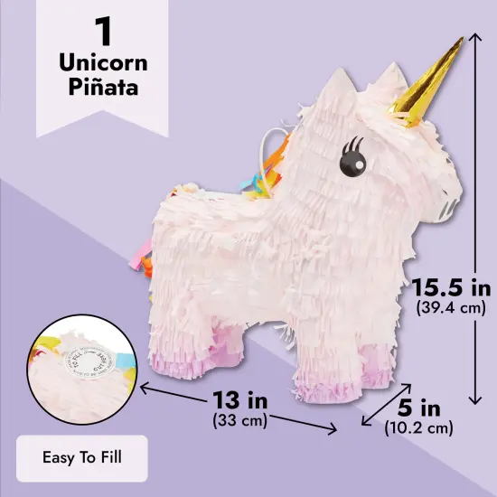 Unicorn Pinata for Girls Birthday Party - Unicorn, Princess or Rainbow Theme Birthday Party Supplies (Pink, Small, 13x15.5x5 in) {3}