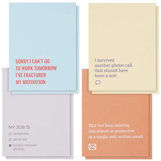 8 Pack Funny Notepads with Sarcastic Sayings, Demotivational Notebooks for The Office, Coworkers, Employee, Colleagues, Adults, 4 Sarcastic Designs (4.25 x 5.5 Inches) Multicolor {1}