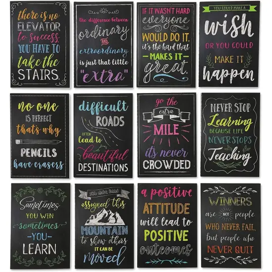 12 Pack Small Inspirational Notebooks with Growth Mindset Quotes - Pocket Size - Motivational Journal Notepads for Students, School, Office, Employee Gifts (3.5x5 in) Black {1}