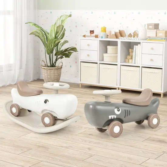 Plastic Convertible Rocking Horse & Sliding Car with Detachable Balance Board Dark Grey {2}
