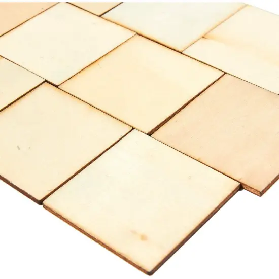 60 Pieces 2x2 Wood Squares for DIY Crafts, Unfinished Wooden Cutout Tiles for Painting Brown {7}