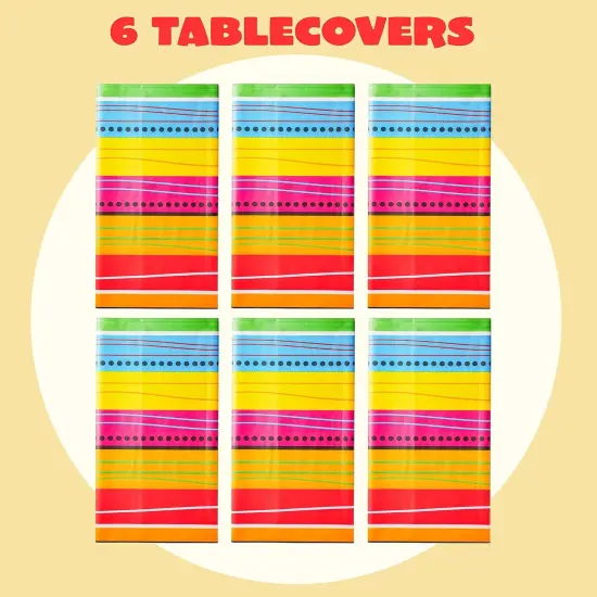 6 pcs Cinco De Mayo Printed Plastic Tablecover w/Multi Color Style (54 x 108 INCHES) for Fiesta, Taco Night, Birthday, and Mexican Themed Party {5}