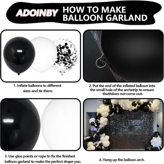 Black and White Balloon Arch Kit - Latex Balloons {3}