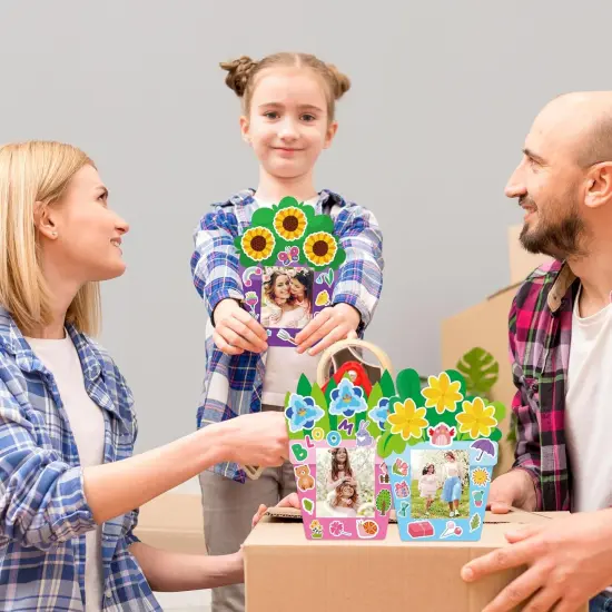 96Pcs DIY Mother's Day Craft Kits for Kids, Make Your Own Spring Picture Frames with Stickers Flowers Paper, Spring Seasonal Gifts Craft Decor, Classroom Activities Supplies {5}