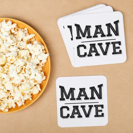 Big Dot of Happiness 25 Ct Man Cave Drink Coasters, 4-Inch Disposable Square Paper Coasters for Home Bar Accessories or Birthday Party {3}