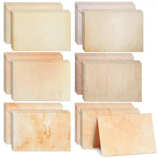 60 Pack Blank Cards and Envelopes 4x6 In - Vintage Style Stationery for Card Making, Party Invitations, Announcements, Scrapbooking (6 Designs) Brown {1}