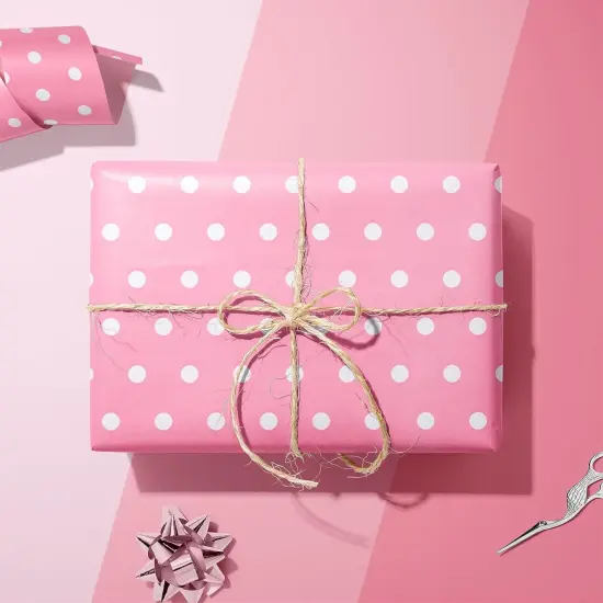 Wrapping Paper Roll-46.8sqft(17 Inch X 32.8 ft)-Reversible Gift Wrap Paper with Polka Dot Design for Girls,Birthday,Wedding,Baby Shower,All Holidays {3}