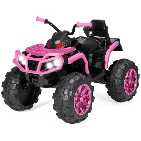 Best Choice Products 12V Kids Ride-On ATV Quad w/ Bluetooth, 3.7mph Max, Treaded Tires, LED Lights, Radio Pink {1}