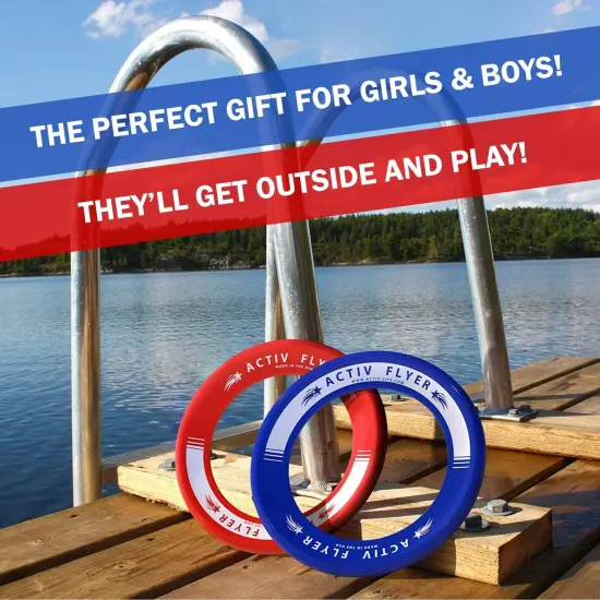 Activ Life 2 Pack Flying Rings for Kids, Fun Beach Toys, Gifts for Boys & Girls Aged 3-14, Cool Family Outdoor Games, Play at Swimming Pool, Playground, Basket Fillers Birthday Presents, Blue/ Red {3}