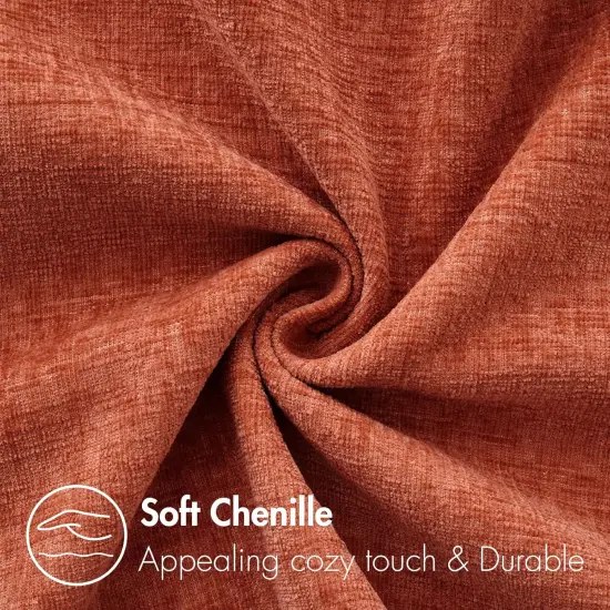 18x18 Inch Fall Soft Burnt Orange Chenille Pillow Covers {2}