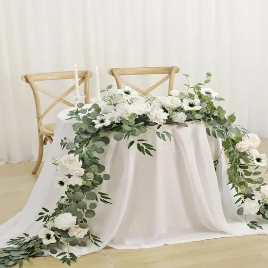 Eucalyptus and Willow Leaf Garland with Artificial Flowers {3}