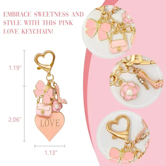 Wrapables Pink Charms Love Heart High Heel Handbag Keychain {2}