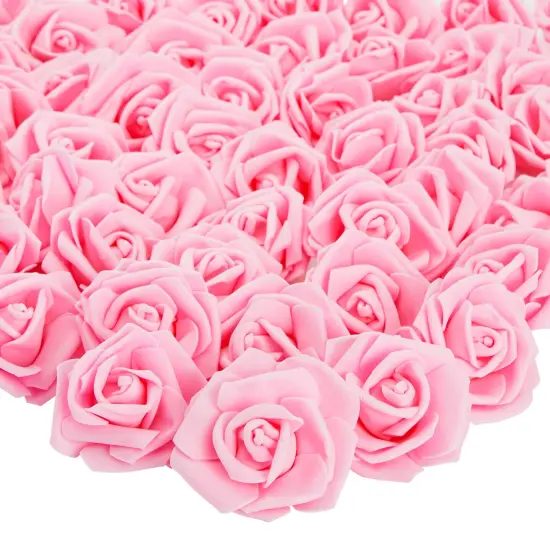 100 Pack Artificial Pink Roses, DIY Crafts, 3 Inch Stemless Flower Heads for Wall Decor, Weddings, Bouquets {1}