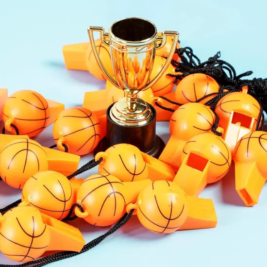 Basketball Whistles for Party Favor, Sports Birthday Supplies (24 Pack) Orange {3}
