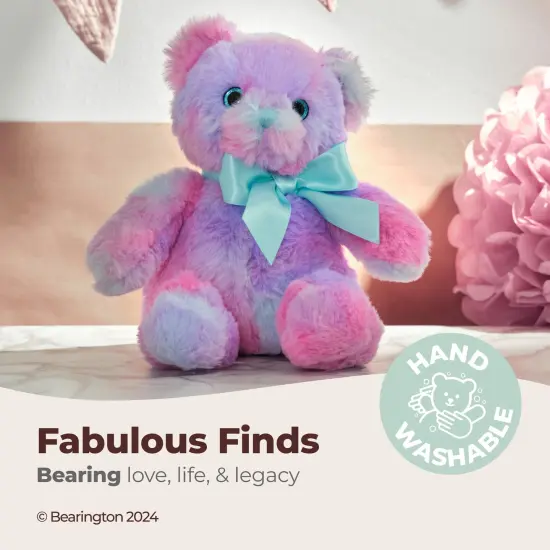 Bearington Rainbow Teddy Bear: Lil Gem Bear, Handsewn 12&rdquo; Plush Animal in Rainbow Pink, Blue and Purple, Made with Ultra-Soft Fur and Premium Fill, Machine Washable, Great Gift for Kids of All Ages Multicolor {3}